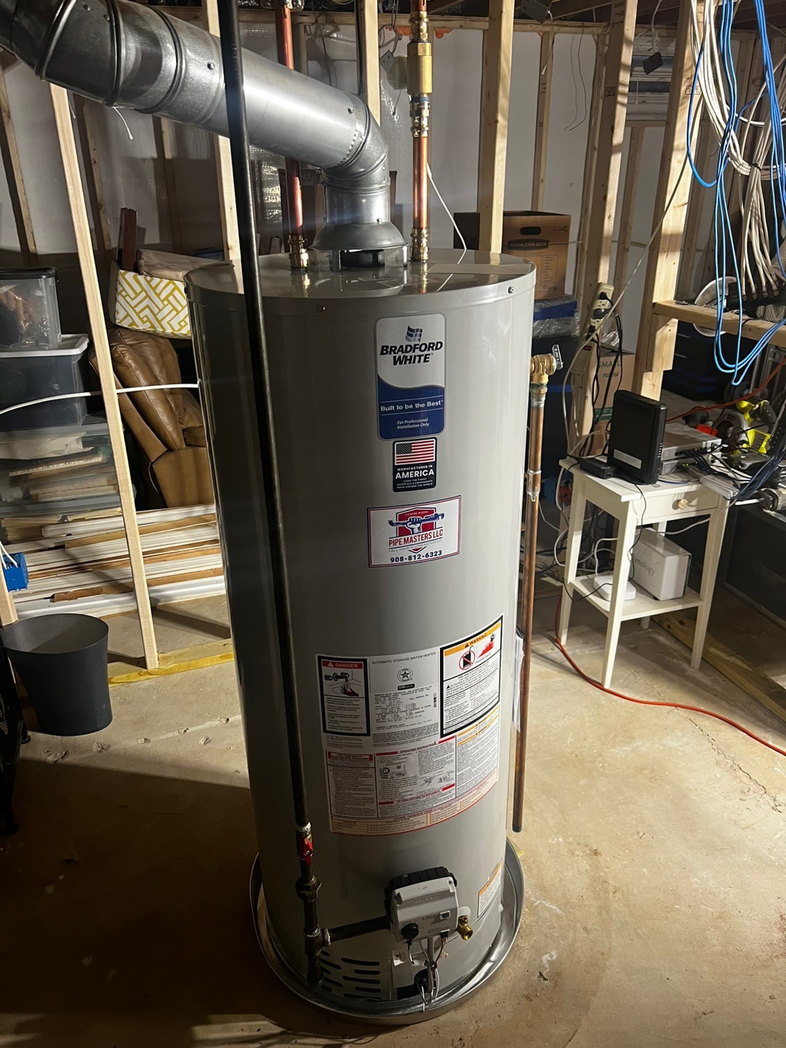 Vented gas water heater installation